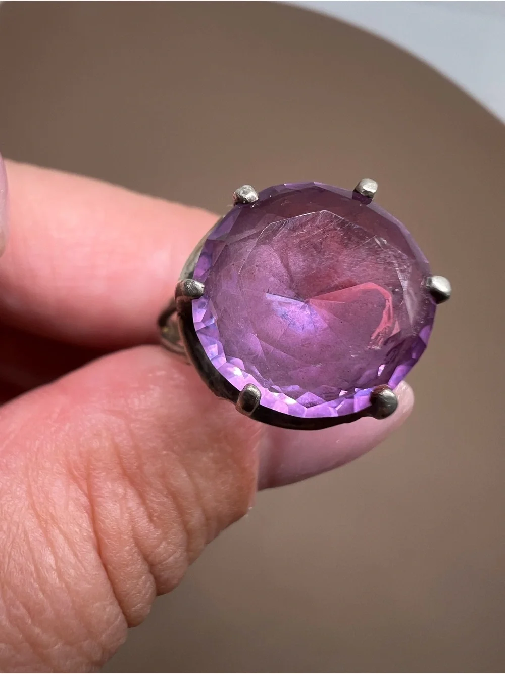 Purple Oval Amethyst Sterling Silver Cocktail Ring